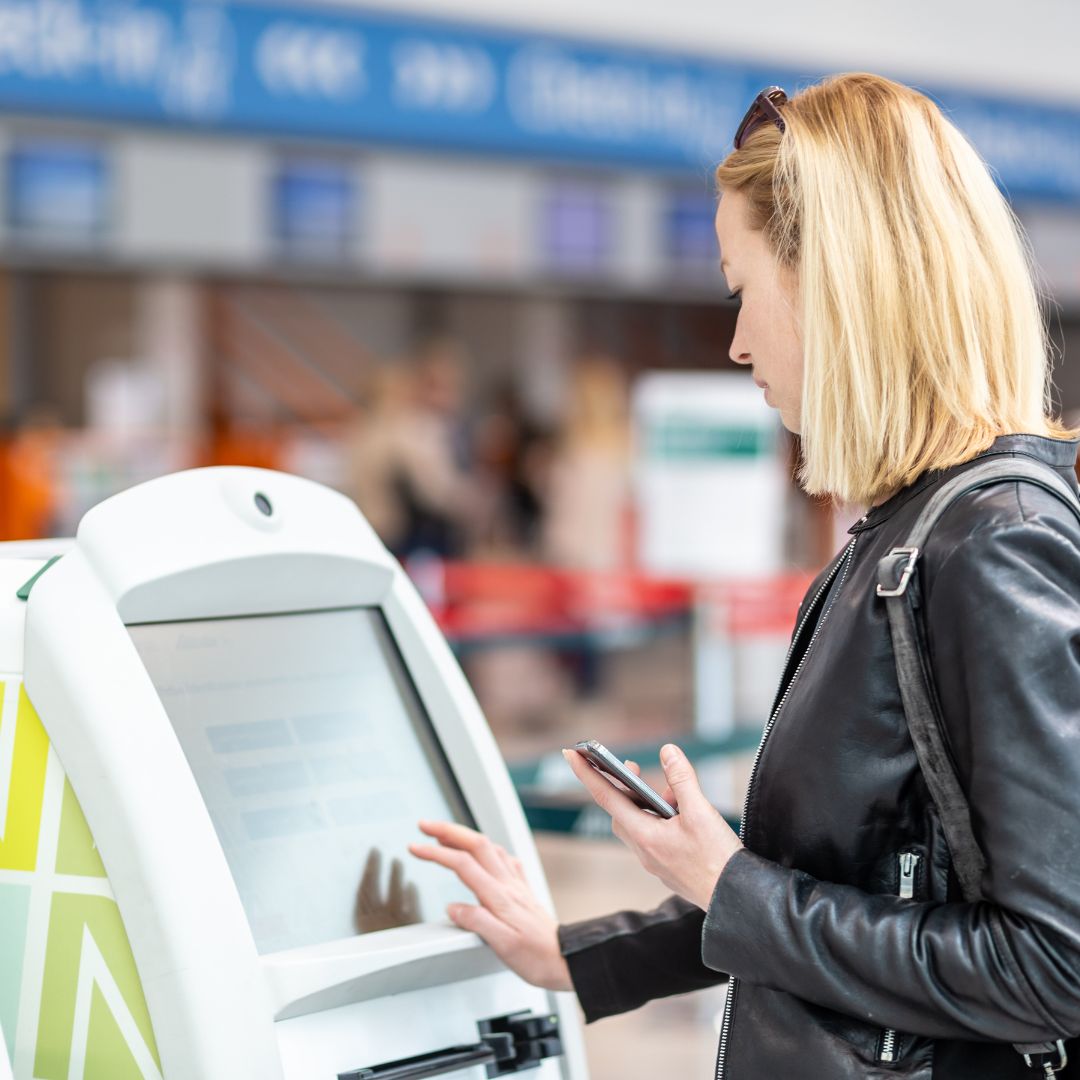 customer using kiosk