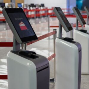 row of self-serve kiosks