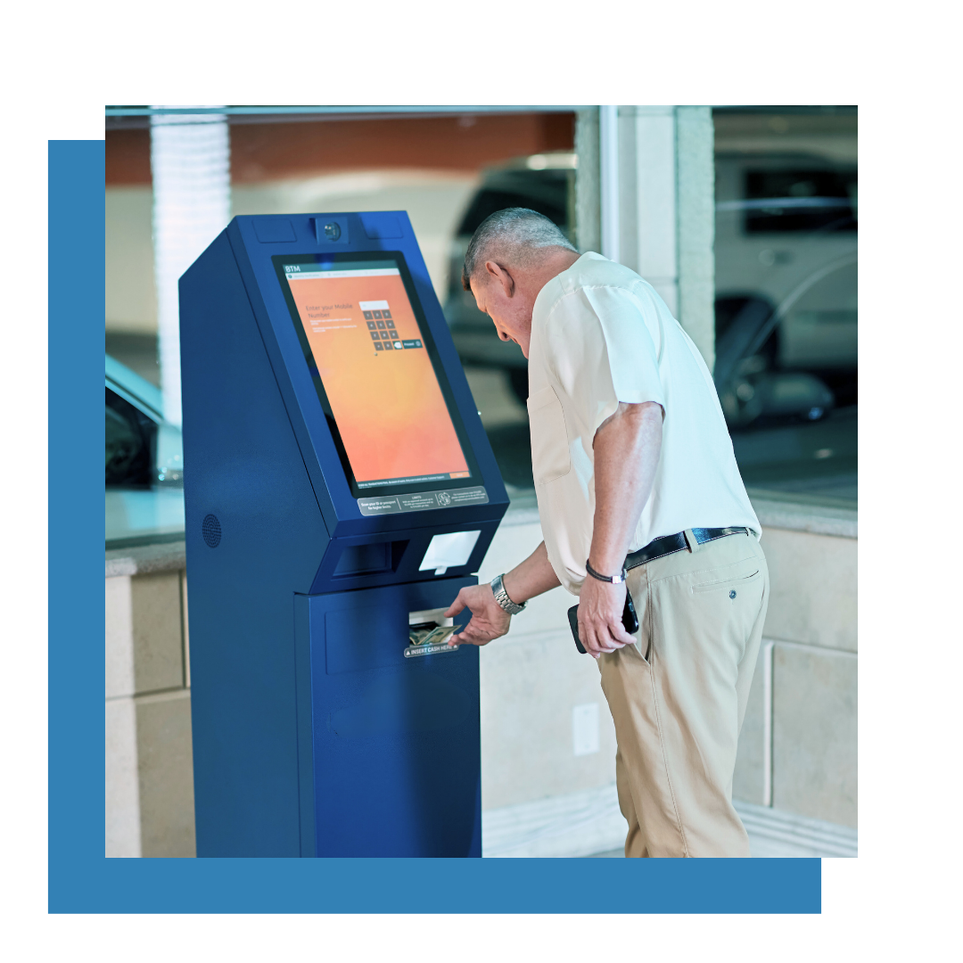 A person using a kiosk