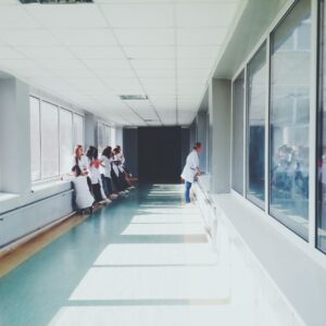 Doctors in a hospital hallway