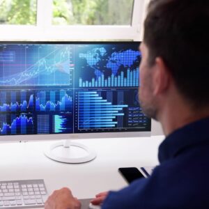 A person reviewing data