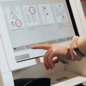 A person using a kiosk